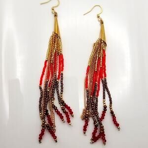 Empire Fringe Boho Beaded Tassel Earrings